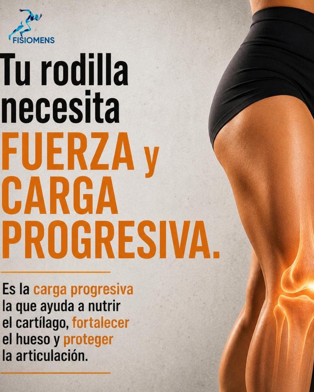 Consejo de FISIOMENS sobre fuerza y carga progresiva para la rodilla