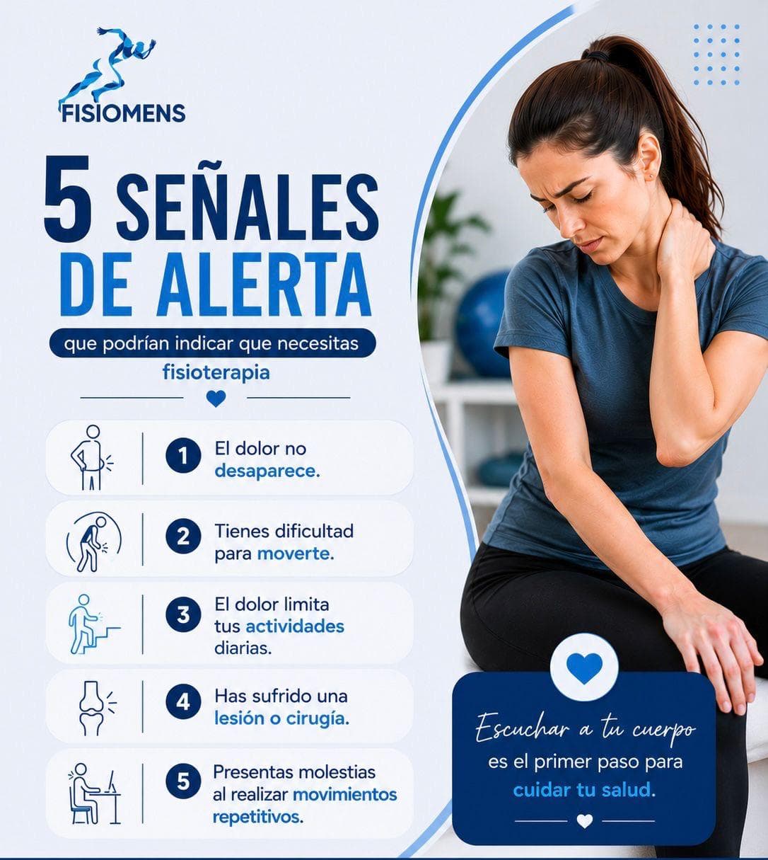 Infografía de FISIOMENS con cinco señales de alerta